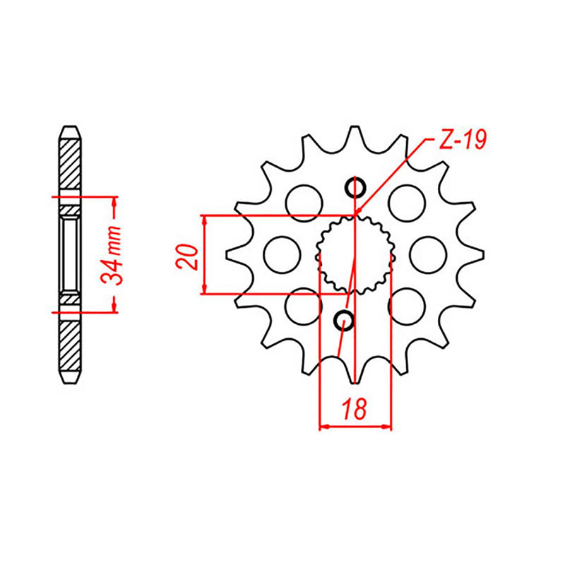 MTX Parts Spkt Front Oe Steel 1310 14T