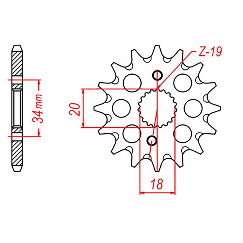 MTX Parts Spkt Front Oe Steel 1310 (428) 15T