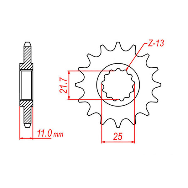 MTX Parts Spkt Front Oe Steel 1595 16T #520