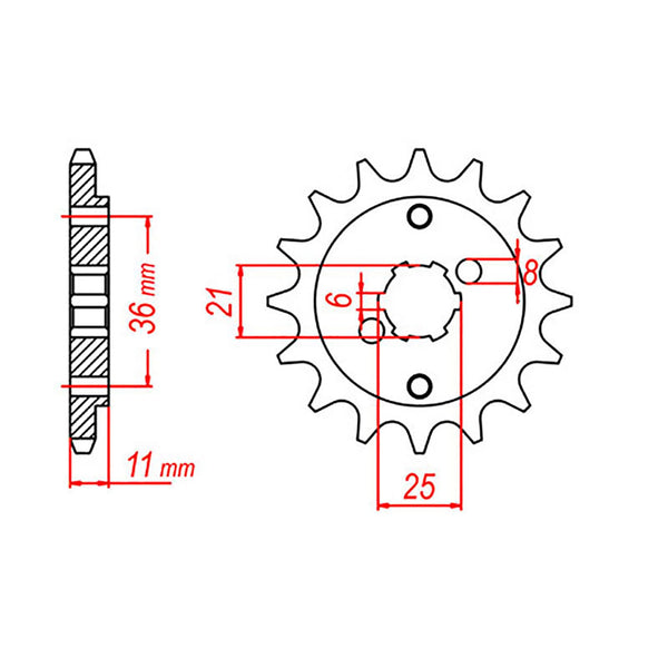 MTX Parts Spkt Front Oe Steel 290 15T #525