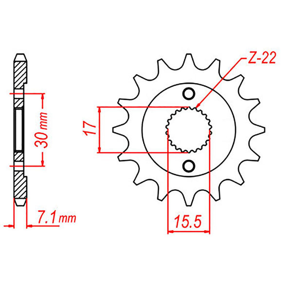 MTX Parts Spkt Front Oe Steel 1257 14T #428