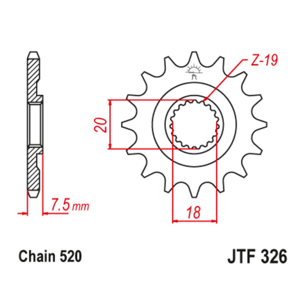 MTX Parts Spkt Front Oe Steel 326 14T #520