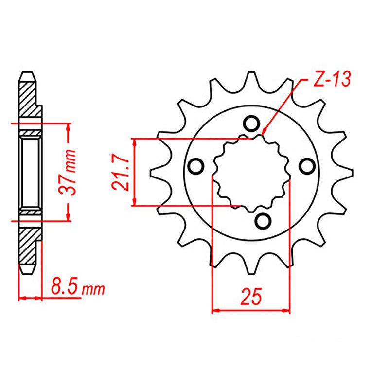 MTX Parts Spkt Front Oe Steel 1309 15T