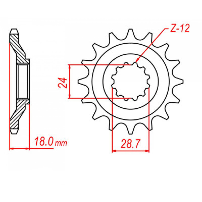 MTX Parts Spkt Front Oe Steel 516 16T