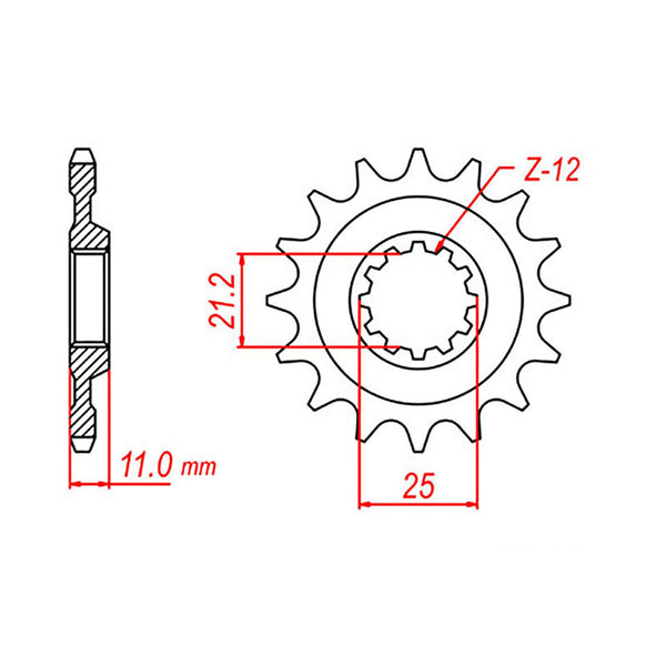 MTX Parts Spkt Front Oe Steel 824 16T #520