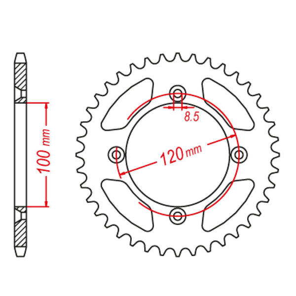 SPKT REAR OE STEEL MTX 47T #420