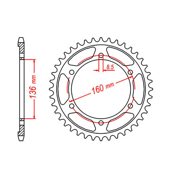 MTX Parts Spkt Rear Oe Steel 005 45T #520
