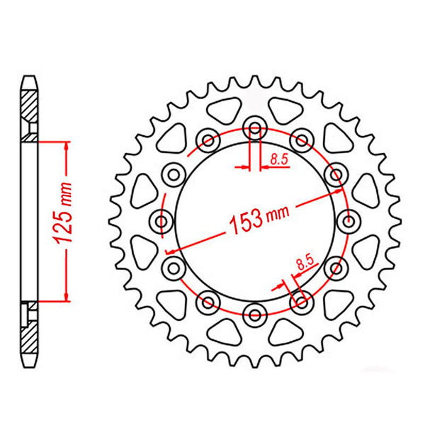 SPKT REAR OE STEEL 210 55T #520 8.5mm