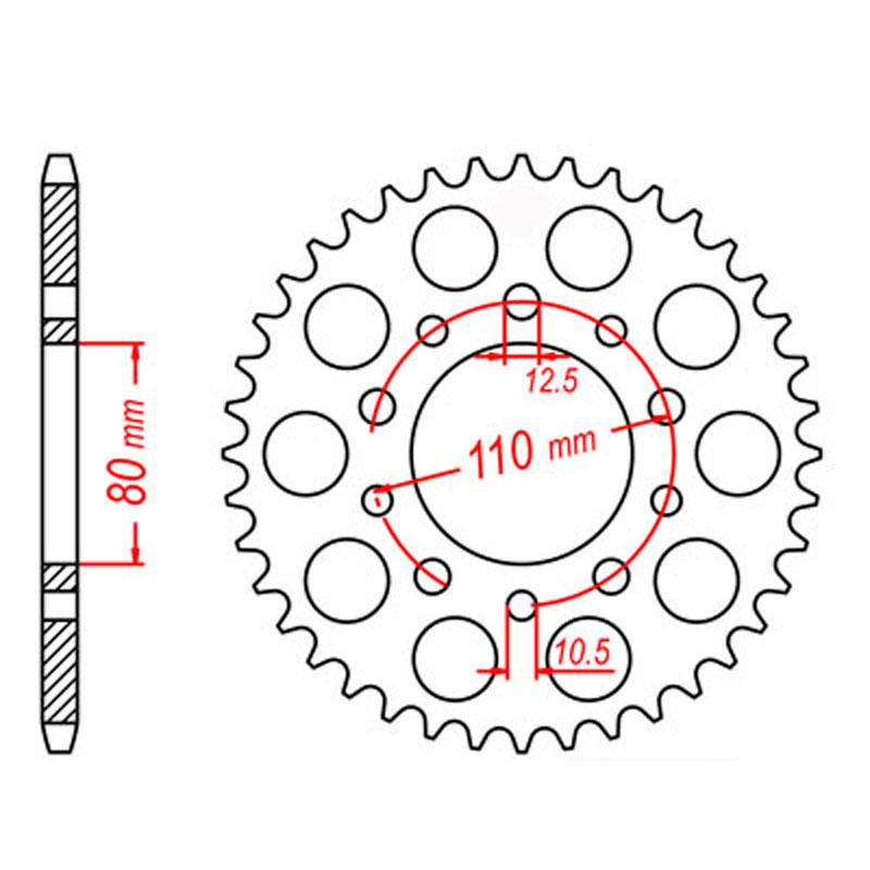 SPKT REAR RK STEEL 1332 43T