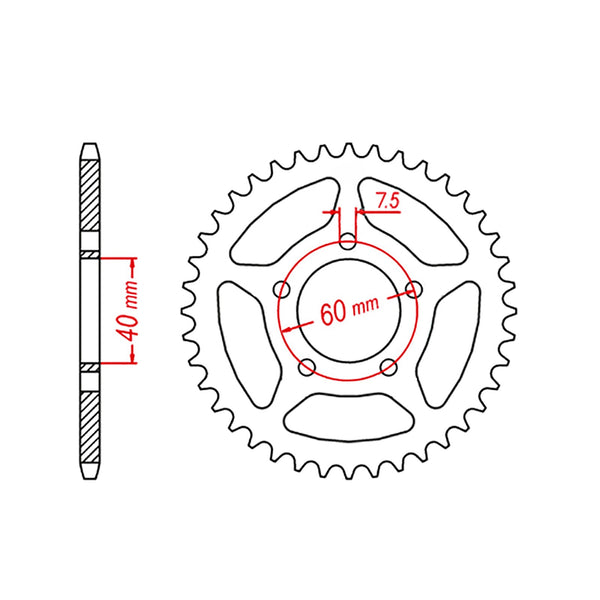 SPKT REAR OE STEEL  40T #415