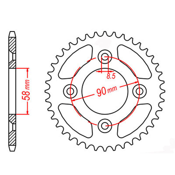MTX Parts Spkt R Honda CRF50 Steel (RKSB213035)
