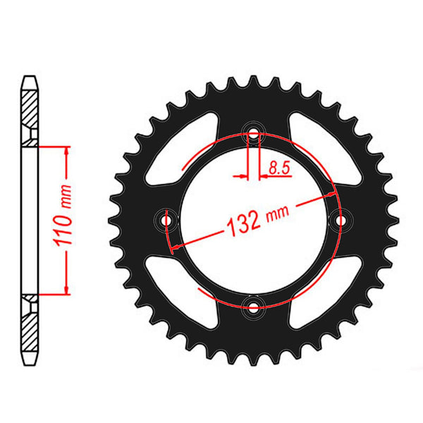 MTX Parts Spkt Rear Alloy Mtx Zero Black 895 49T #428