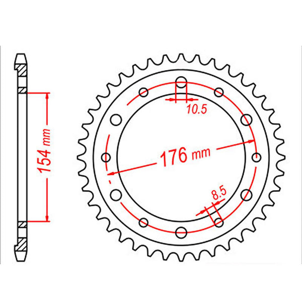 MTX Parts Spkt Rear Oe Steel 1340 43T #530