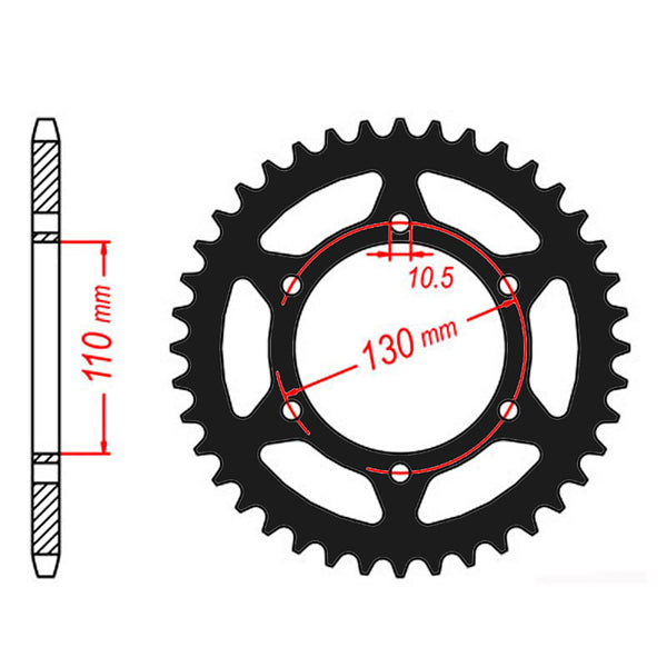 MTX Parts Spkt Rear Alloy Mtx Zero Black 486 43T #520