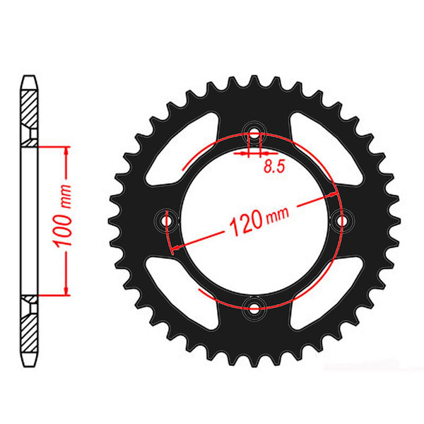 MTX Parts Spkt Rear Alloy Mtx Zero Black 798 48T #428