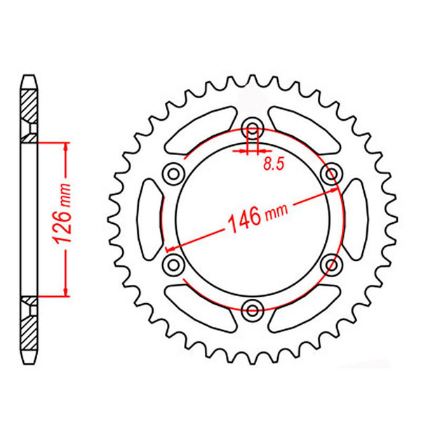 MTX Parts Spkt Rear Oe Steel 808 44T #520