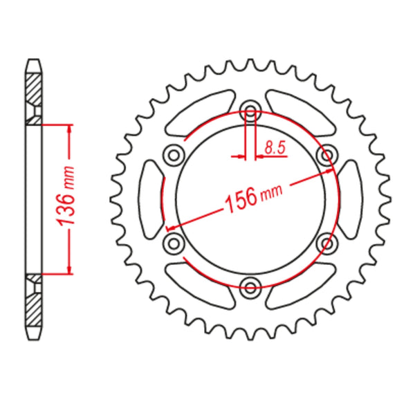 MTX 822 Hornet Lightweight Steel Rear Sprocket #520 Size 52 Tooth