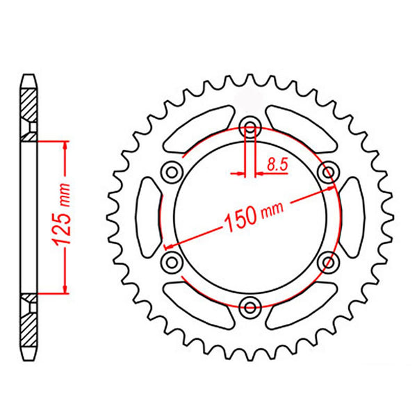 SPKT REAR OE STEEL 897 42T #520