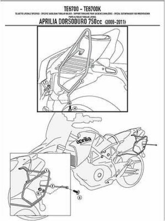 Givi Side Rack Easylock Aprilia Dorsoduro 750 '08-11 TE6700