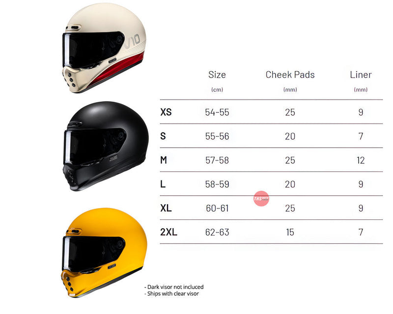 HJC V10 Semi Flat Black Road Helmet Size Large 59cm (Clear Visor Only) THS Moto NZ