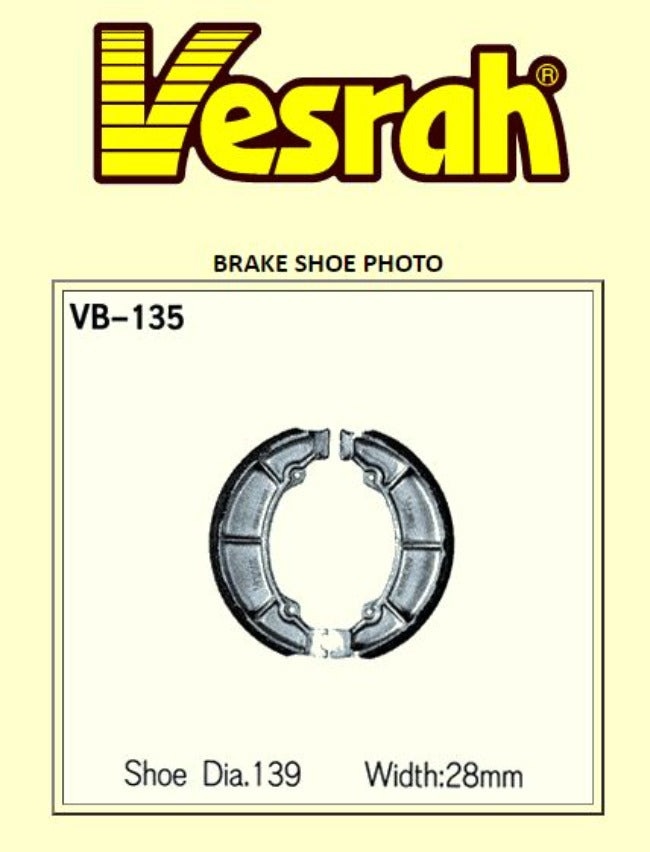 Vesrah Brake Shoes VB135S includes springs