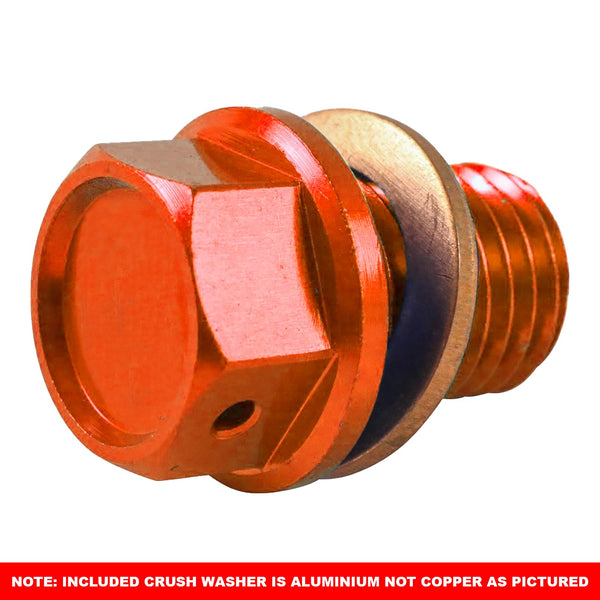 Whites Magnetic Sump Plug Orange M12 X 12 - P1.5