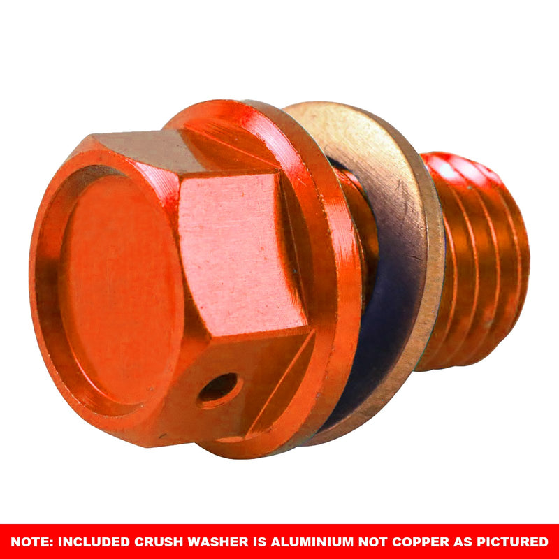 Whites Magnetic Sump Plug Orange M12 X 15 - P1.5