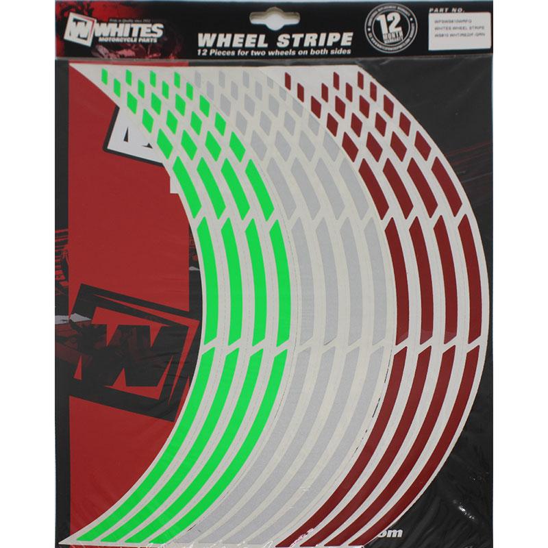 Whites Wheel Stripe WS810 Wht/red/f-grn - Non Reflective 17"