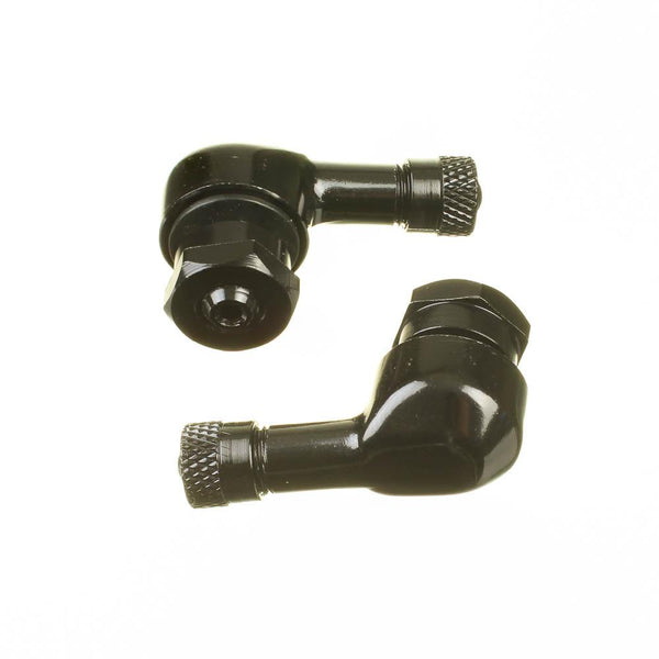 Whites 90 Degree Alloy Valves 8.3MM (euro/yam) - Black (pair)