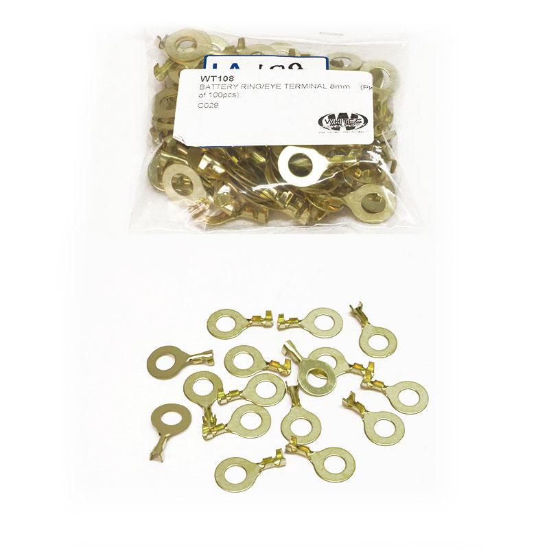 Whites Battery Ring/eye Terminal 8mm Pack of 100