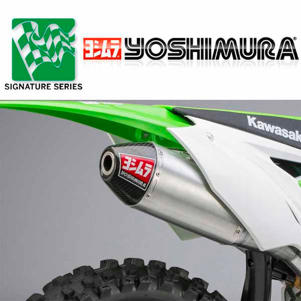 YM-244712D320 - Yoshimua Signature Series RS-4 stainless/aluminium/carbon fibre slip-on for 2016-2018 Kawasaki KX450F