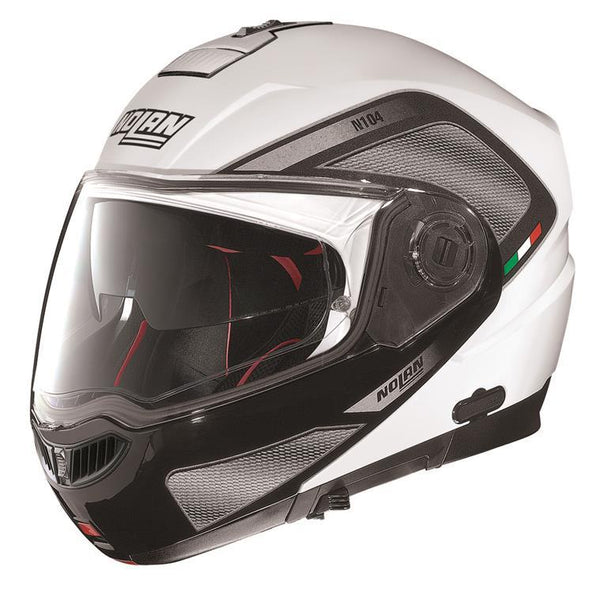Nolan N104 Absolute N-Com Flip Face Helmet White Black M Medium 58cm