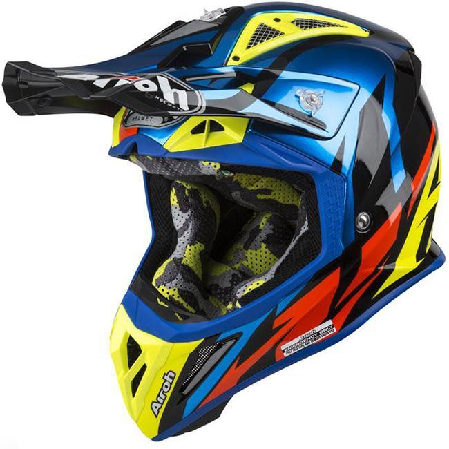 Airoh Helmet Great Blue Chrome Aviator 2.3 Off-Road Size Large