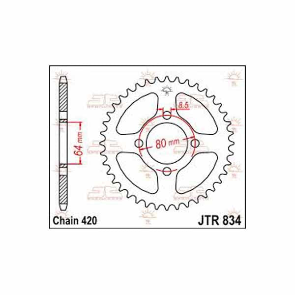 Psychic Rear Sprocket JTR834 Yamaha  PW80 82-06 TTR90 00-07 TTR110 08-21 32