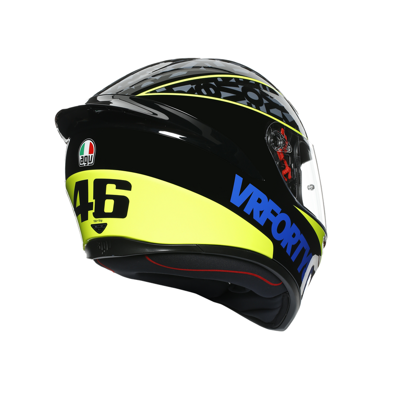 AGV K1 Rossi Speed 46 58 ML Medium Large Black Blue Hi Vis Yellow Helmet