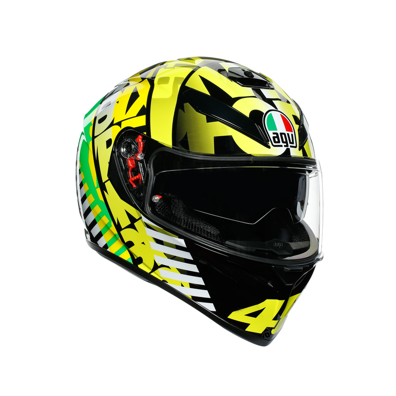 AGV K3 SV Rossi Tribe 46 62 XL Extra Large Black Hi Vis Yellow Helmet