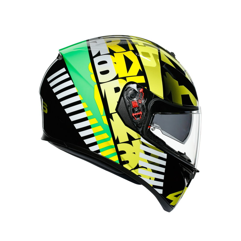 AGV K3 SV Rossi Tribe 46 60 L Large Black Hi Vis Yellow Helmet