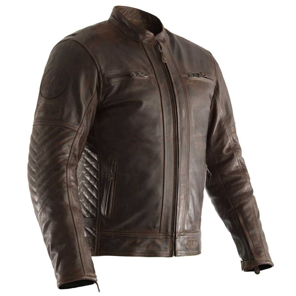 RST TT Retro 2 CE Leather Jacket Brown 46 XL Extra Large Size