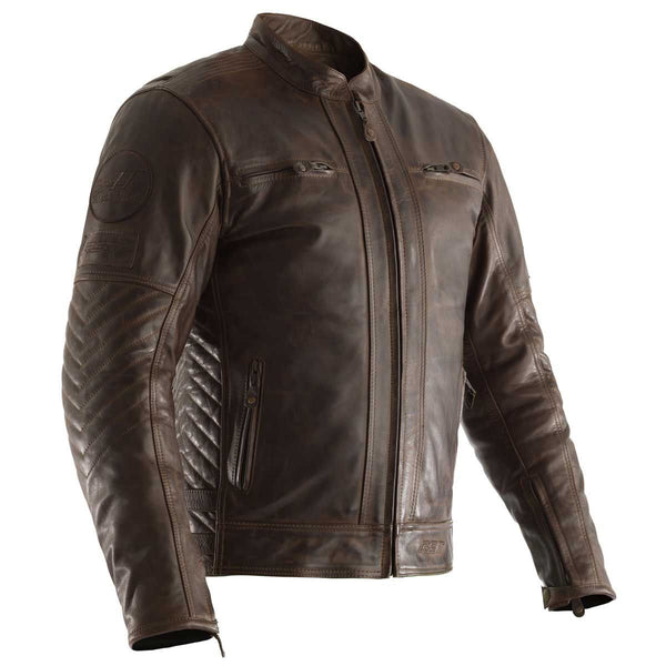 RST TT Retro 2 CE Leather Jacket Brown 44 L Large Size THS Moto NZ