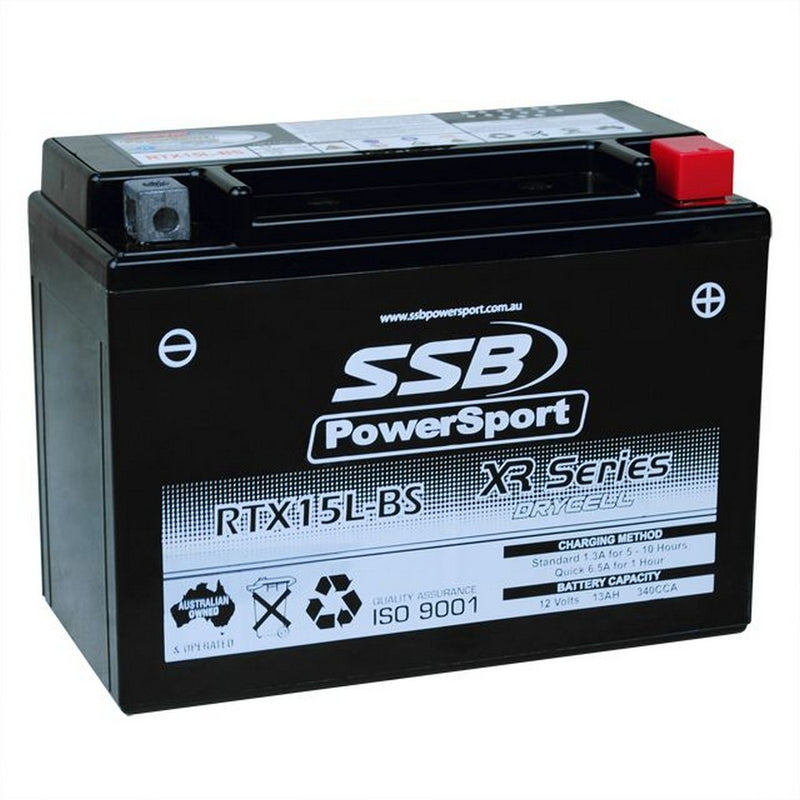 Super Start Motorcycle And Powersports Battery (Ytx15L-Bs) Agm 12V 13Ah 340Cca By Ssb High Performance