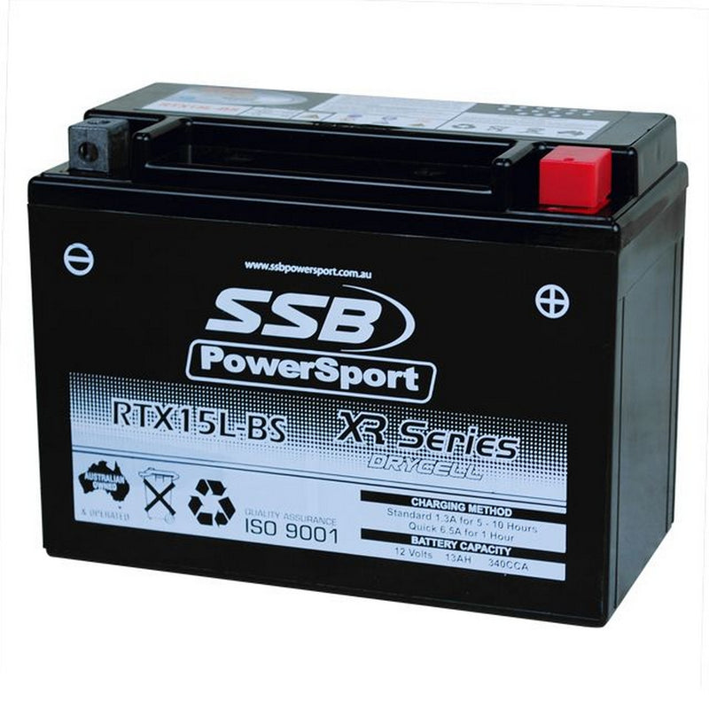 Super Start Motorcycle And Powersports Battery (Ytx15L-Bs) Agm 12V 13Ah 340Cca By Ssb High Performance